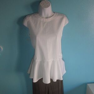 Theory Womens Size S White Cotton Peplum Blouse